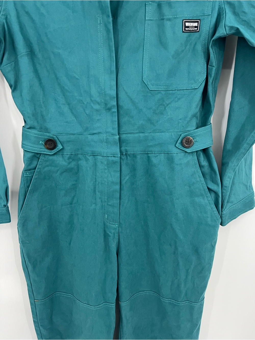 Wildfang the Essential Teal Utility Long Sleeve Jumpsuit Coveralls - Picture 5 of 16